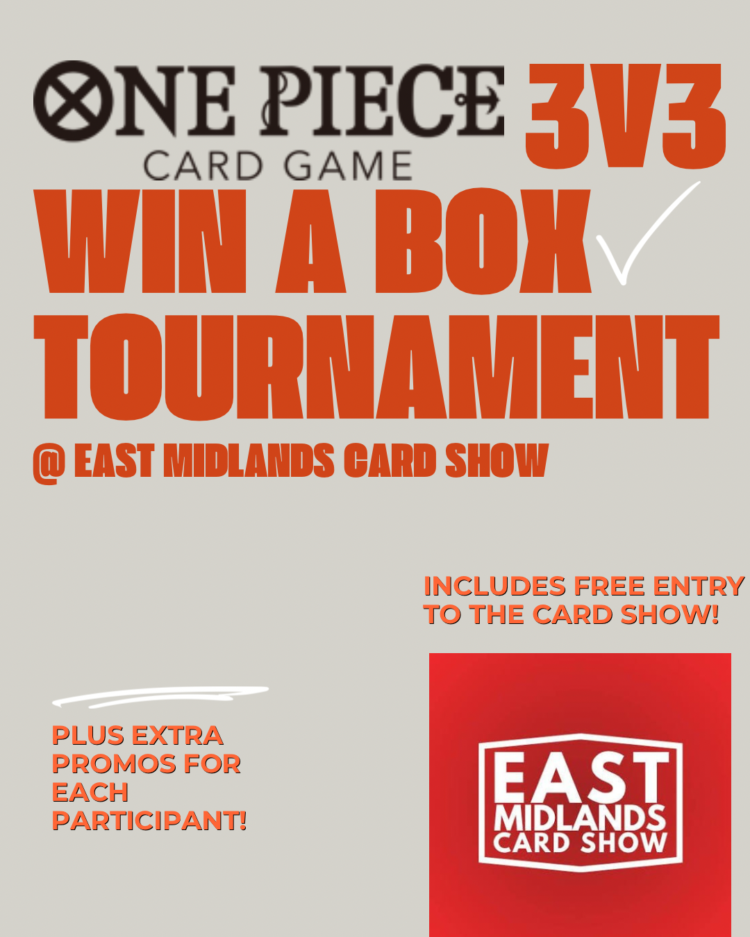 One Piece TCG 3V3 Win a Box @ East Midlands Card Show (x1 ticket = x1 team) 11th Oct