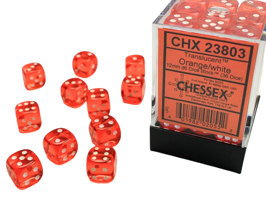 Chessex - 12mm D6 Dice Block - Orange w/white