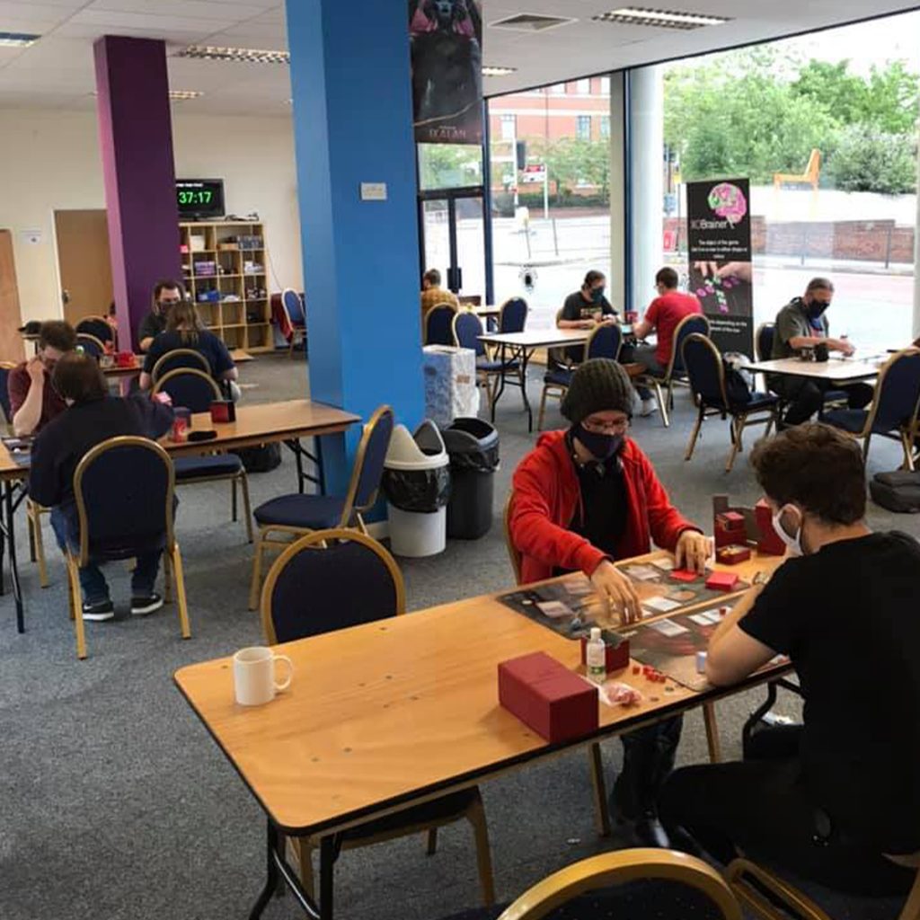 Customers playing games for fun
