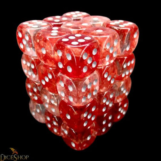 Chessex - Nebula 12mm D6 Dice Block - Luminary Red & Silver Dice Block