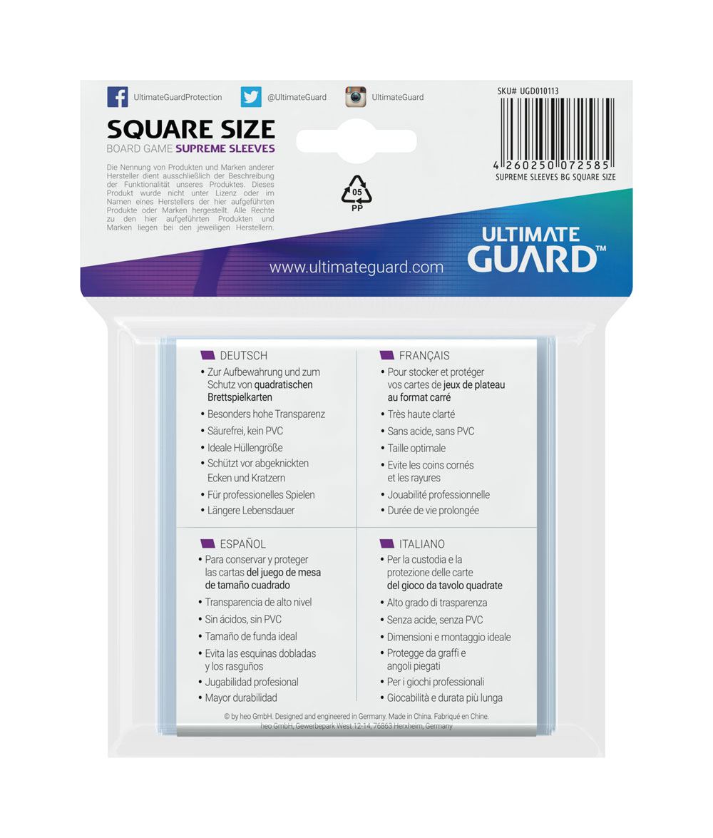 Ultimate Guard Square Size Board Game Sleeves